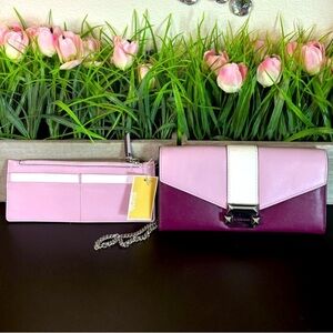MICHAEL Michael Kors Pink, Light Pink & Plum Colorblock Wallet Set. NWT